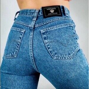 Versace Couture high waist Mom Cutoff Jean Shorts size 30 Made in Italy VTG 90’s